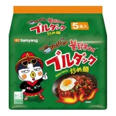 Danie o smaku ostrego kurczaka Jjajang Buldak 5 x 140g - Samyang Japan