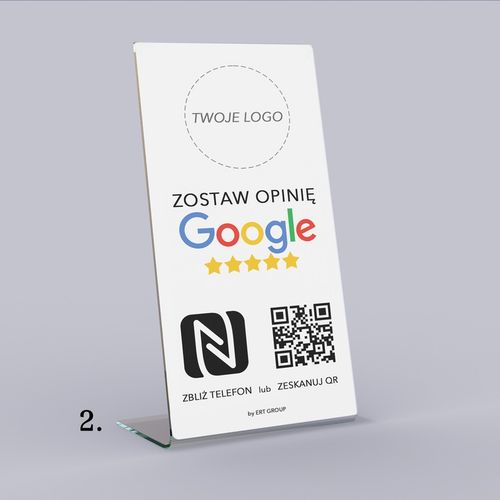 Stojak, STAND NFC, Kod QR do opinii Google Tabliczka Prezenter z logo firmy na Arena.pl