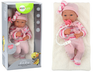 Lalka Bobas Sweterek w Paski Czapeczka Szalik Akcesoria Różowy