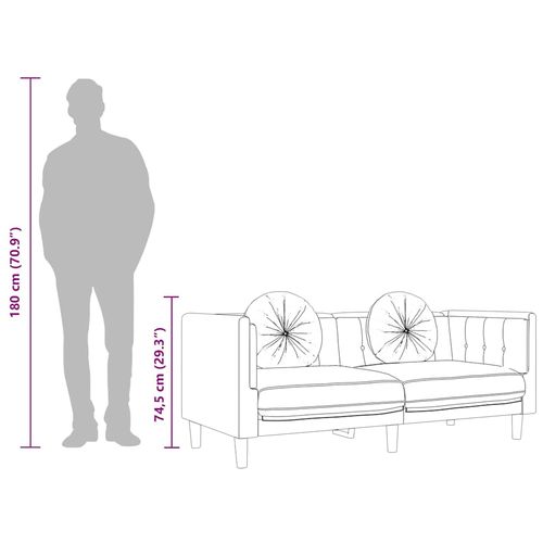 Sofa 2-osobowa z poduszkami, ciemnoszara, aksamit na Arena.pl