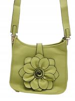 Maxfly torebka listonoszka skóra ekologiczna kwiat 3D zielony limonka H503