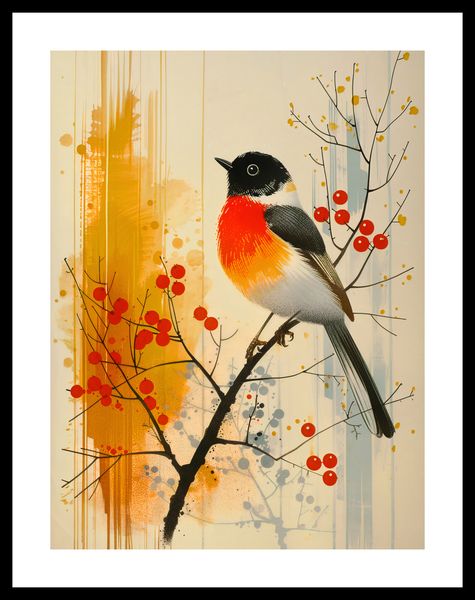 Plakat 30x40cm Jesienny Rudzik zdjęcie 3