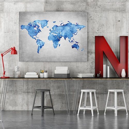 Obraz na płótnie - Canvas, Błękitna mapa świata 90x60 na Arena.pl