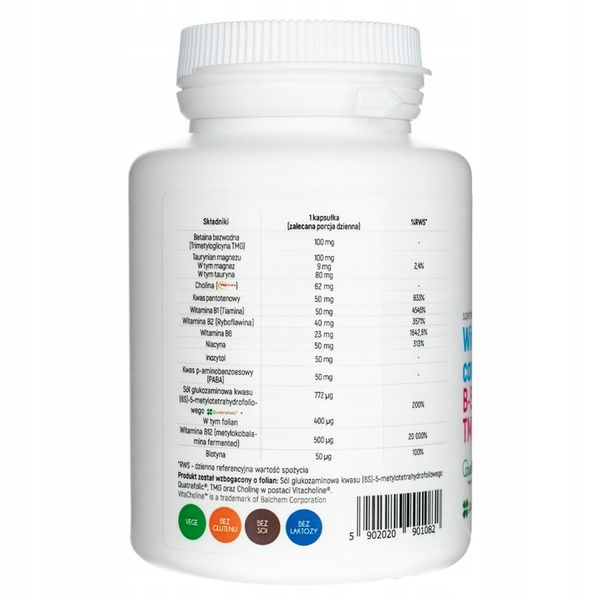 Aliness Witamina B Complex B-50 METHYL TMG PLUS STRES PAMIĘĆ vege 100 kaps zdjęcie 3