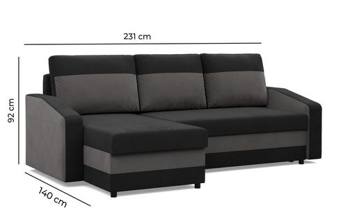 Narożnik uniwersalny, mikrofaza, AURELO, 231x140x92, granatowy | TYLETEGOTU na Arena.pl