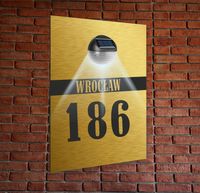 TABLICZKA ADRESOWA złota oświetlona pionowa numer na dom 30x20 nierdzewna