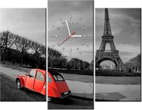 90CM 70 ZEGAR 3 ELEM CZERWONE AUTO WIEŻY EIFFLA SCIENNY DRUK