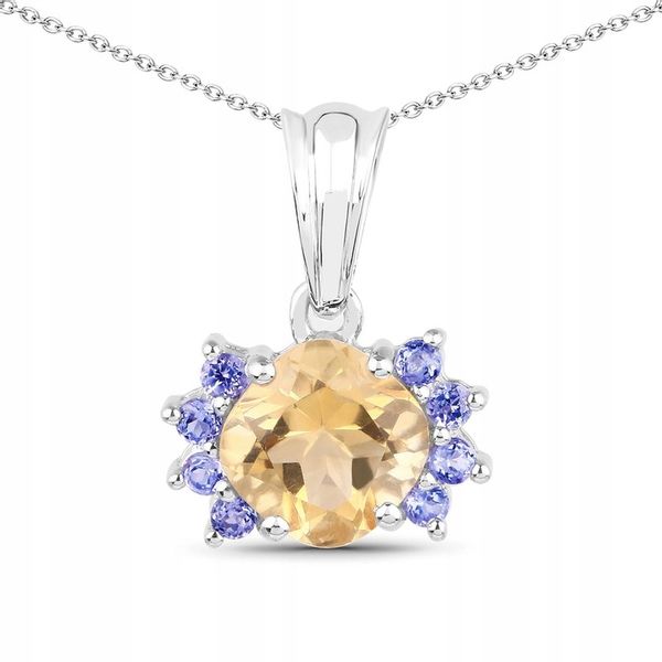 NATURALNY CYTRYN TANZANIT SREBRNY WISIOREK zdjęcie 1