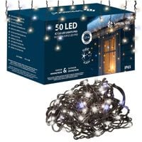 Kurtyna świetlna 50 Led lampki zewnętrzne sople 2,5 m zimny biały + zimny biały flash