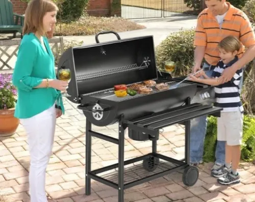 GRILL WĘGLOWY OGRODOWY 2 RUSZTY CHROMOWANE 2 PÓŁKI POPIELNIK TERMOMETR STAL na Arena.pl