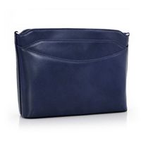 VERA PELLE torebka listonoszka duża klasyczna z paskiem V063 granatowa