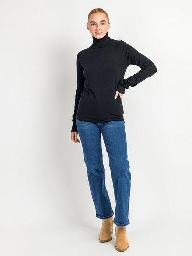 Golf Sweter Damski z Wiskozą Gładki Długi Rękaw Klasyczny Czarny L na Arena.pl