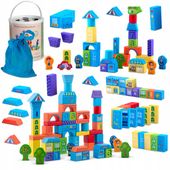 Klocki drewniane edukacyjne układanka zestaw sorter 100 szt Ricokids
