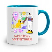 Kubek Błękitny Weterynarza Najlepszy Weterynarz Z Nadrukiem Ze Zdjęciem