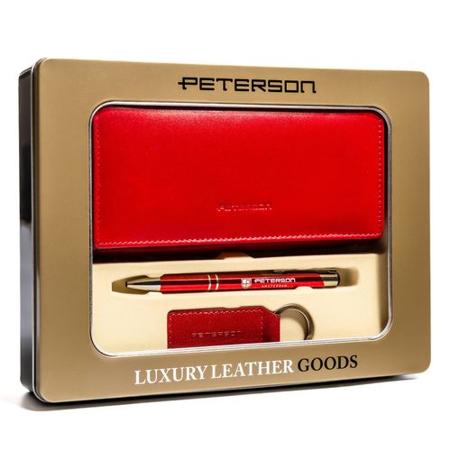 zestaw prezentowy: skórzany portfel damski, brelok i długopis - peterson na Arena.pl