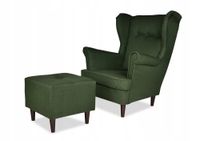 fotel uszak ari z podnóżkiem skandynawski familymeble butelkowa zieleń