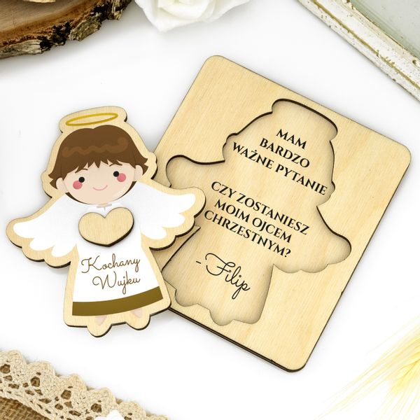PROŚBA O BYCIE CHRZESTNYM pytanie nadruk aniołek zdjęcie 2
