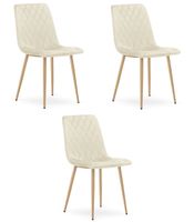 Krzesło aksamitne TURIN jasnobeżowe eleganckie do jadalni salonu x3