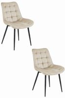 Krzesło beżowe welurowe BERA nogi czarne do kuchni jadani salonu x2
