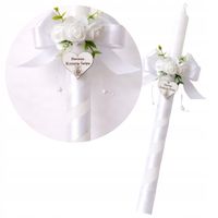 Świeca komunijna do Pierwszej Komunii Świętej ręcznie zdobiona + OKAPNIK