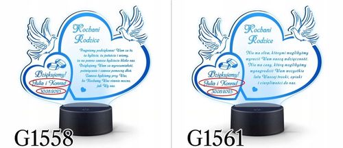 PODZIĘKOWANIA DLA RODZICÓW Świadków PREZENT na ŚLUB WESELE z TWOIM GRAWERem na Arena.pl