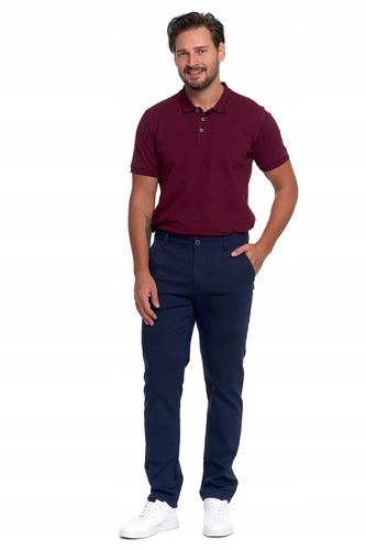 SPODNIE MĘSKIE Eleganckie Granatowe Chinosy Nogawka Prosta Modne MORAJ r.33 na Arena.pl