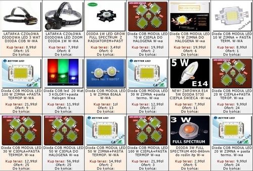 Dioda Cob Moduł Led 50 W Neutralna Do Halogena na Arena.pl