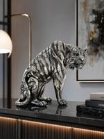 Figura srebrny tygrys Glamour 35x30x18 cm