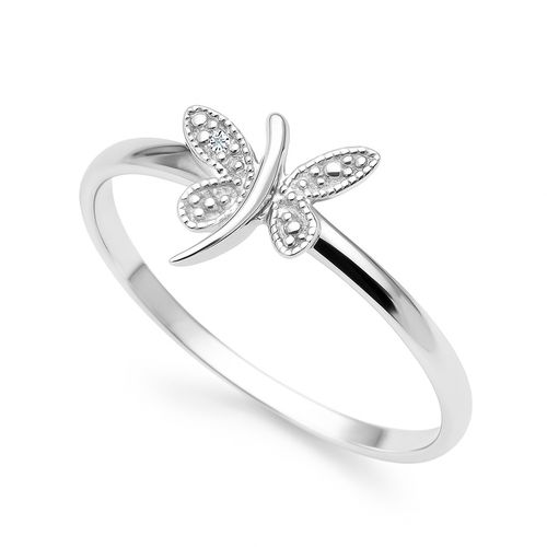 pierścionek motylek z białego złota z diamentem na Arena.pl