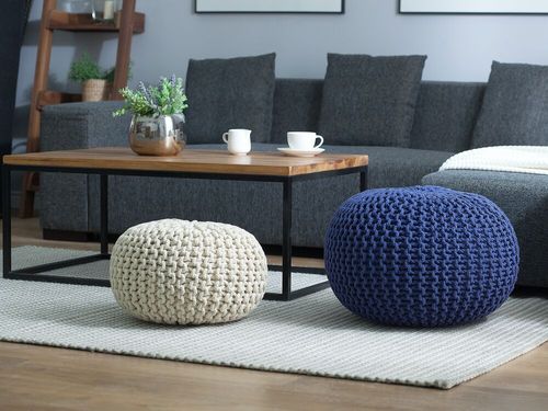 Puf 50 x 35 cm ciemnoniebieski CONRAD na Arena.pl