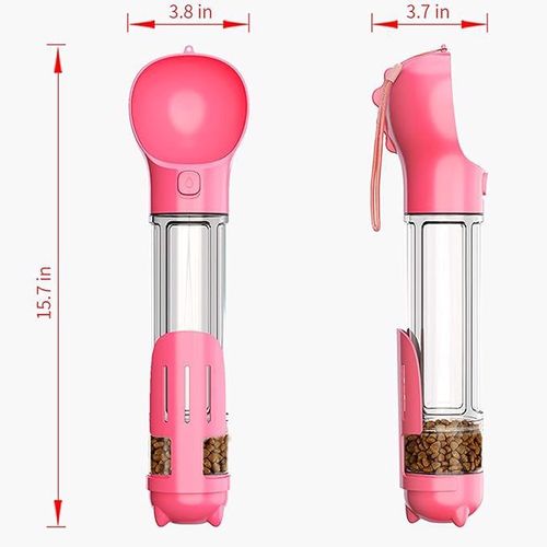 Butelka na wode dla psa przenośny dozownik 4w1 róż na Arena.pl