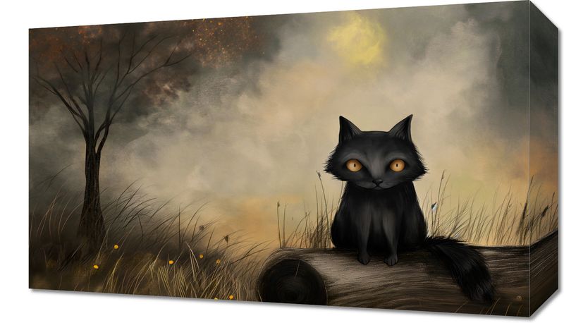 Obraz 50x30cm Czarny Kot zdjęcie 1