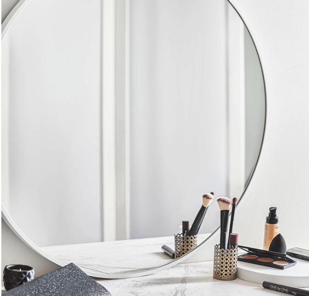 Lustro LOFT FI80cm białe ścienne okrągłe łazienkowe do salonu sypialni loftowe Industrialne minimalistyczne zdjęcie 6