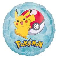Balon foliowy okrągły Pokemon Pikachu Pokeball, 45 cm (luz)
