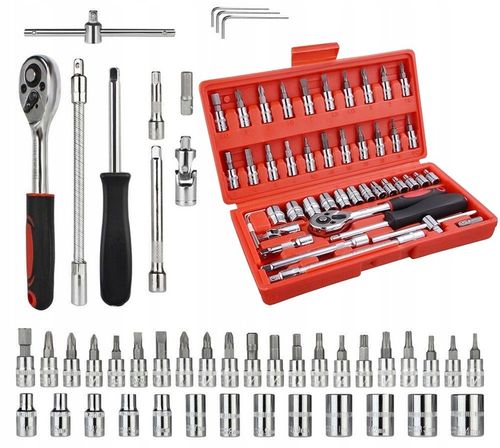 ZESTAW KLUCZY NARZĘDZI NASADOWYCH KLUCZE NASADOWE 46 Elementów TORX na Arena.pl