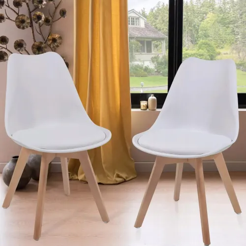 KRZESŁO Z PODUSZKĄ BIAŁE DSW DO JADALNI BIURA SALONU STYL SKANDYNAWSKI na Arena.pl