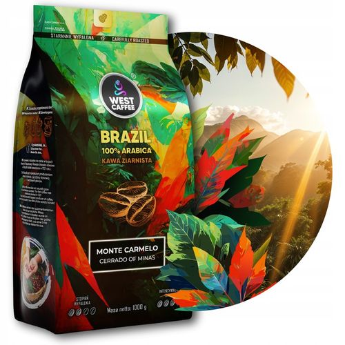 Kawa ziarnista Brazylia 1kg Świeżo Palona - 100% Arabica - Monte Carmelo na Arena.pl