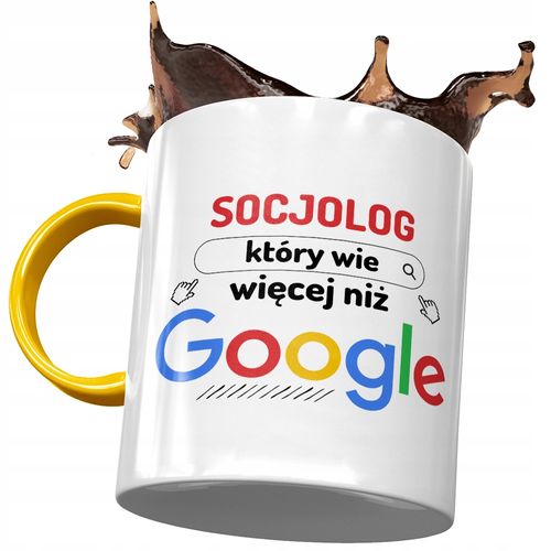 Kubek Żółty Dla Socjologa Wie Więcej Niż Google Z Nadrukiem Ze Zdjęciem na Arena.pl