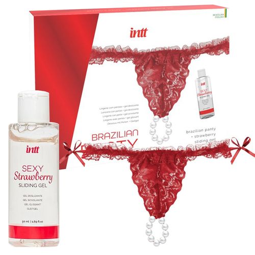 koronkowe, czerwone stringi z perłowym pierścieniem. brazilian panty red. na Arena.pl