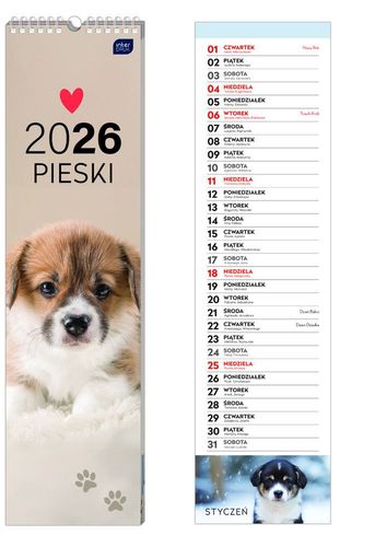 KALENDARZ PASKOWY 13,5x50 CM PSY 2026 INTERDRUK na Arena.pl