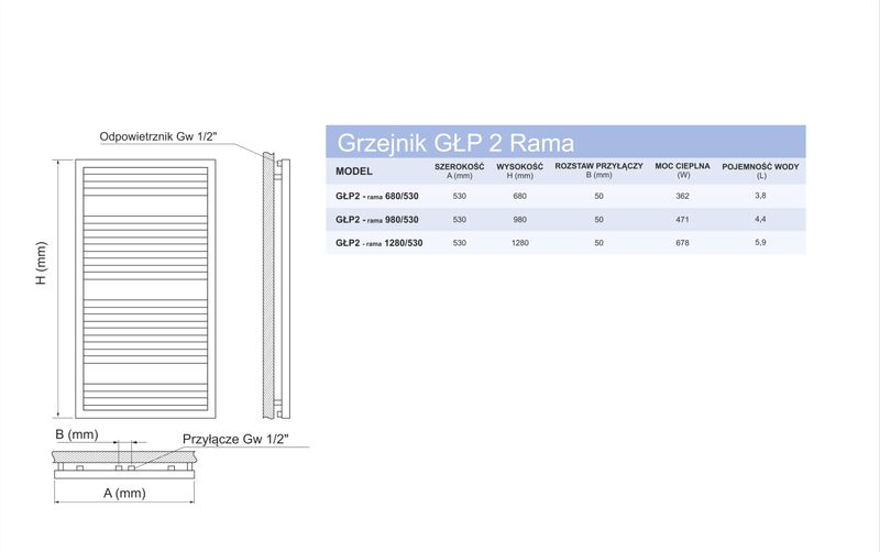 Grzejnik łazienkowy PRO-TERM 980x530 GRAFIT zdjęcie 7