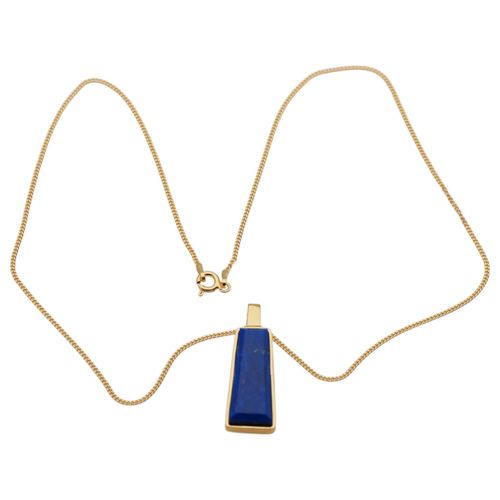 Naszyjnik srebrny złocony - Lapisem Lazuli trapez na Arena.pl