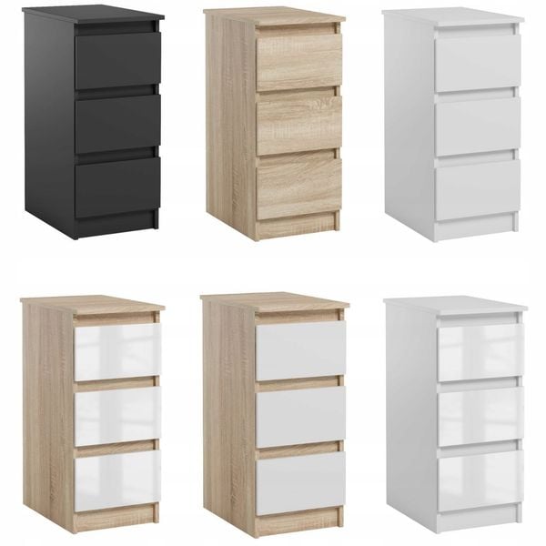 Wąska Szafka Do Biura Salonu 3 Szuflady Dostawka Jaris Sonoma Biały Mat zdjęcie 8