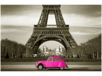 OBRAZ RÓŻOWY CITROEN 2CV WIEŻĄ EIFFLA