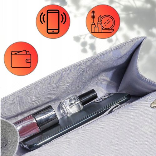 Srebrna Wieczorowa Torebka Kopertówka Błyszcząca na Ślub EFEKTOWNA Wizytowa na Arena.pl