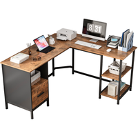 BIURKO KOMPUTEROWE NAROŻNE RUSTYKALNE DUŻE VINTAGE INDUSTRIALNE CIEMNY BRĄZ