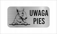 GRAWER Tabliczka nierdzewna 20x10 cm UWAGA PIES Bulterier miniaturowy
