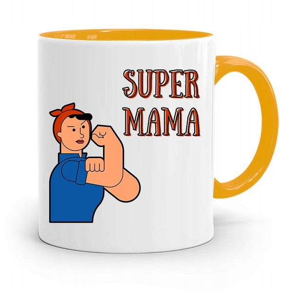 Kubek Żółty Prezent Dla Super Mamy Matki Mamusi Z Nadrukiem Ze Zdjęciem zdjęcie 1