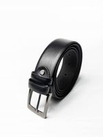 Elegancki pasek męski ze skóry naturalnej o wyrazistej fakturze 115cm czarny