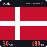 Karta eSIM Internet Dania 50 GB na 180 dni - bez rejestracji